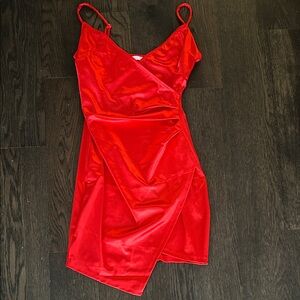 Elegant Red Women's Dress strappy satin mini size medium